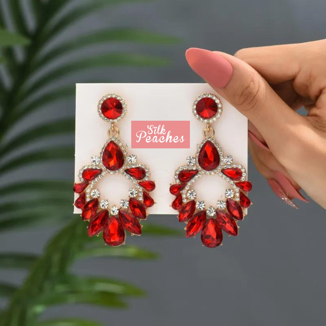 Red crystal earrings online