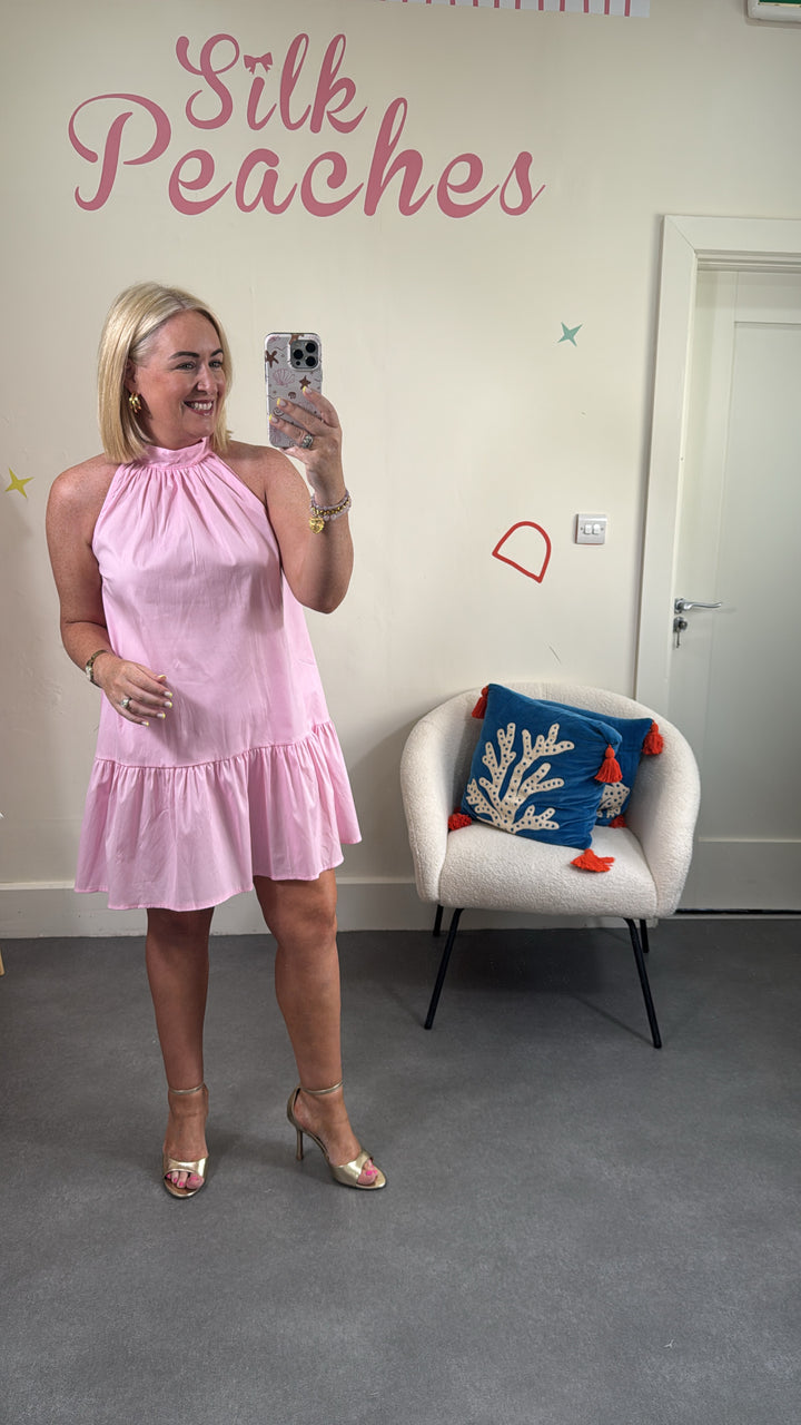 Baby Pink High Neck Dress