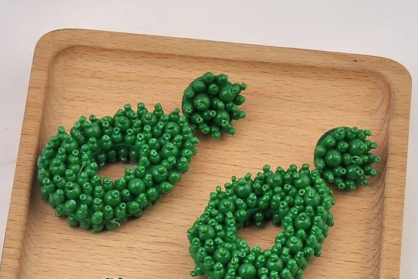 Green Beaded Earring