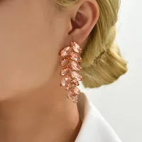 Rose Gold BLUE LEAF PLATED STATEMENT EARRING