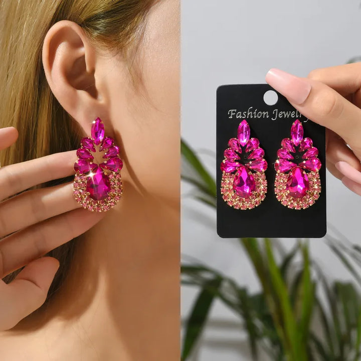 Pink Water Droplet Earring