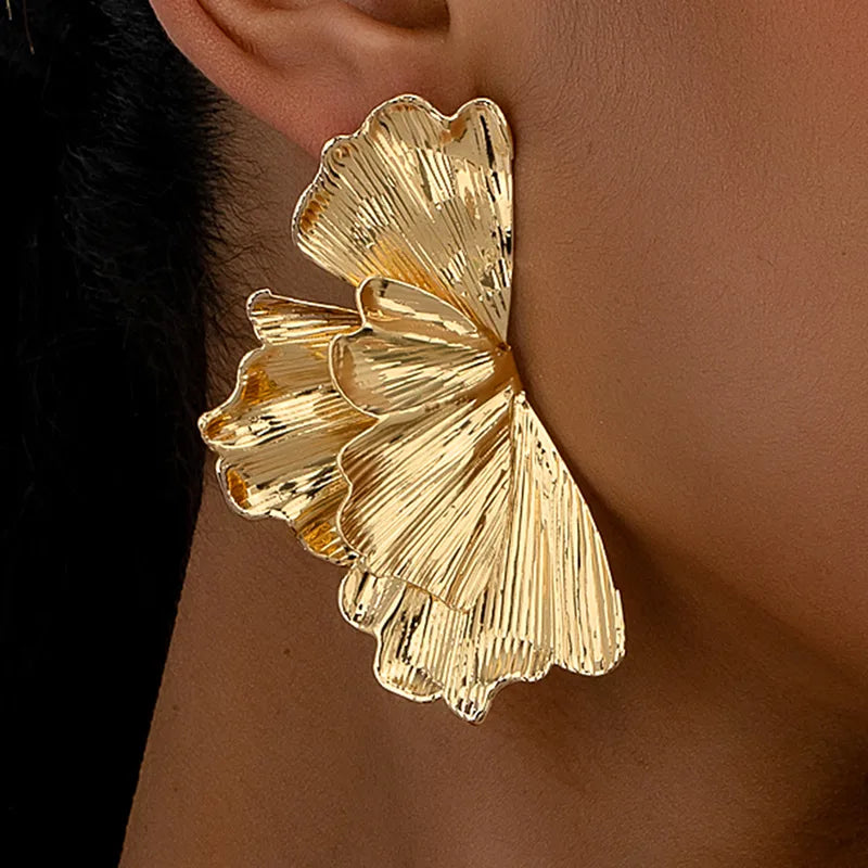 Gold Half Flower Earring