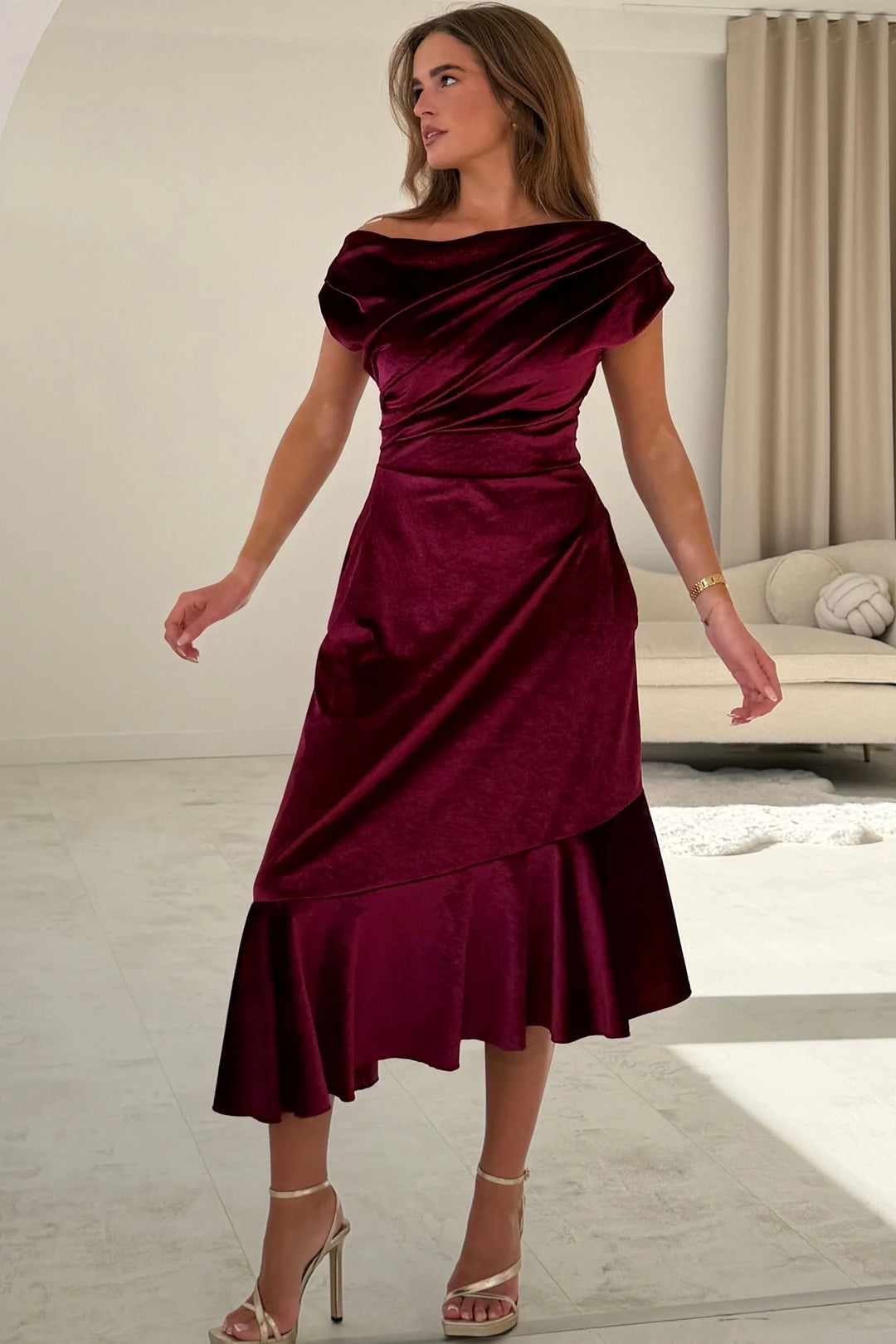 Felicity Berry Velvet Dress