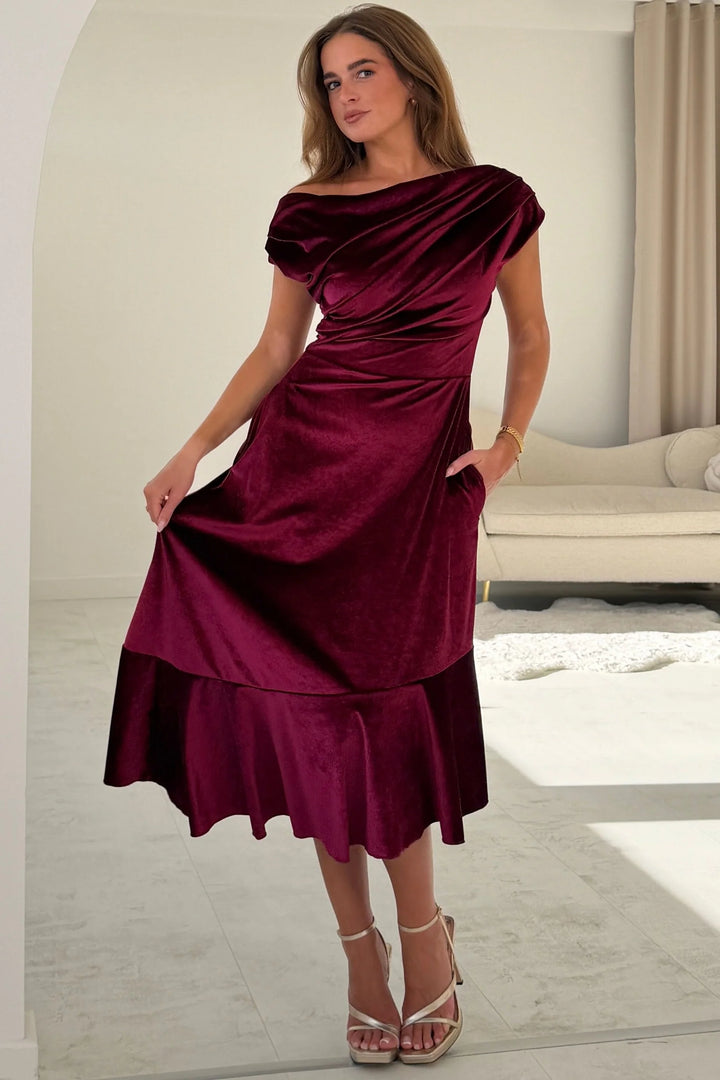 Felicity Berry Velvet Dress