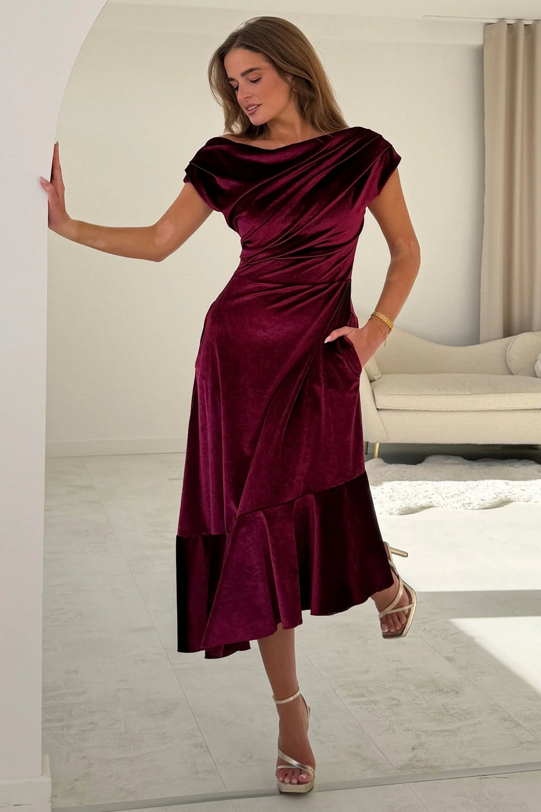 Felicity Berry Velvet Dress