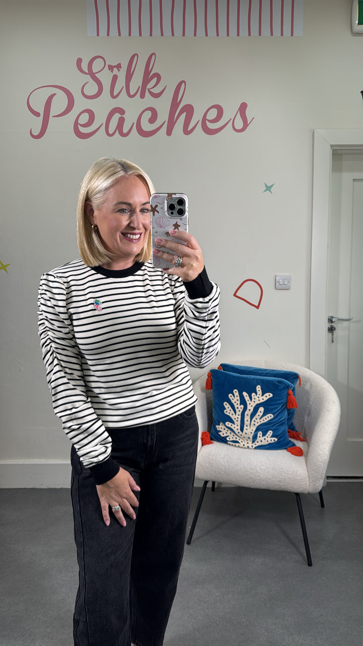 Seahorse Black And Cream Stripe jumper