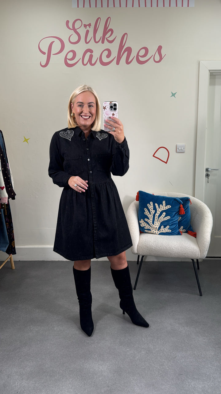 Jamelia Washed Black Smock Dress