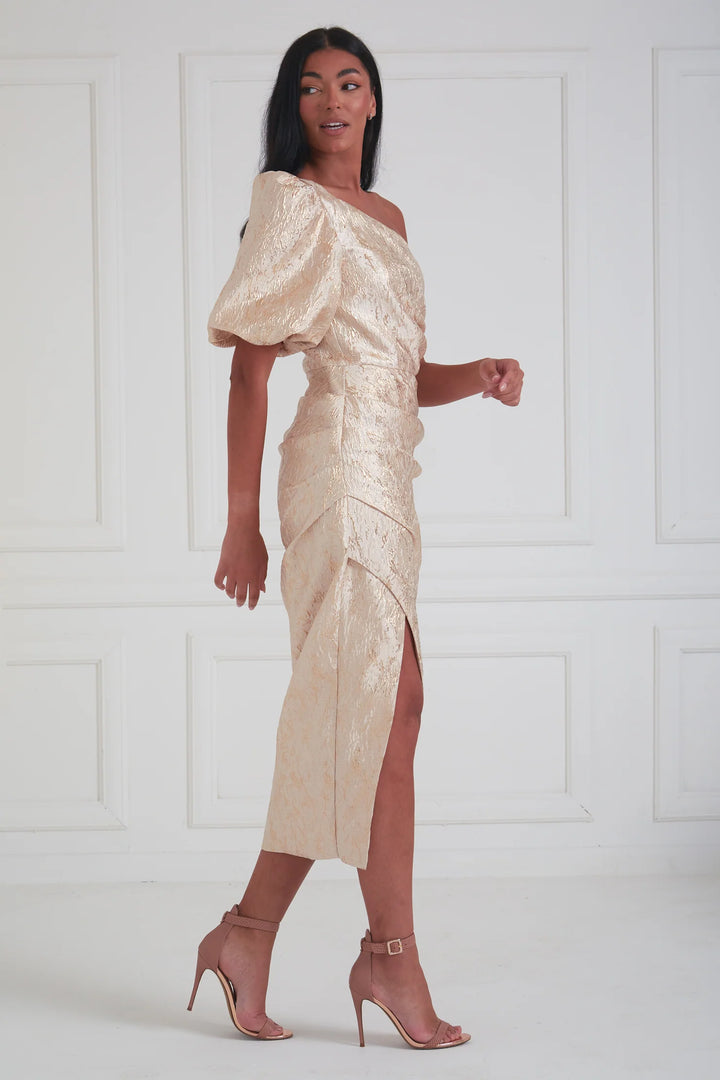 Diana Ruched Gold Dress