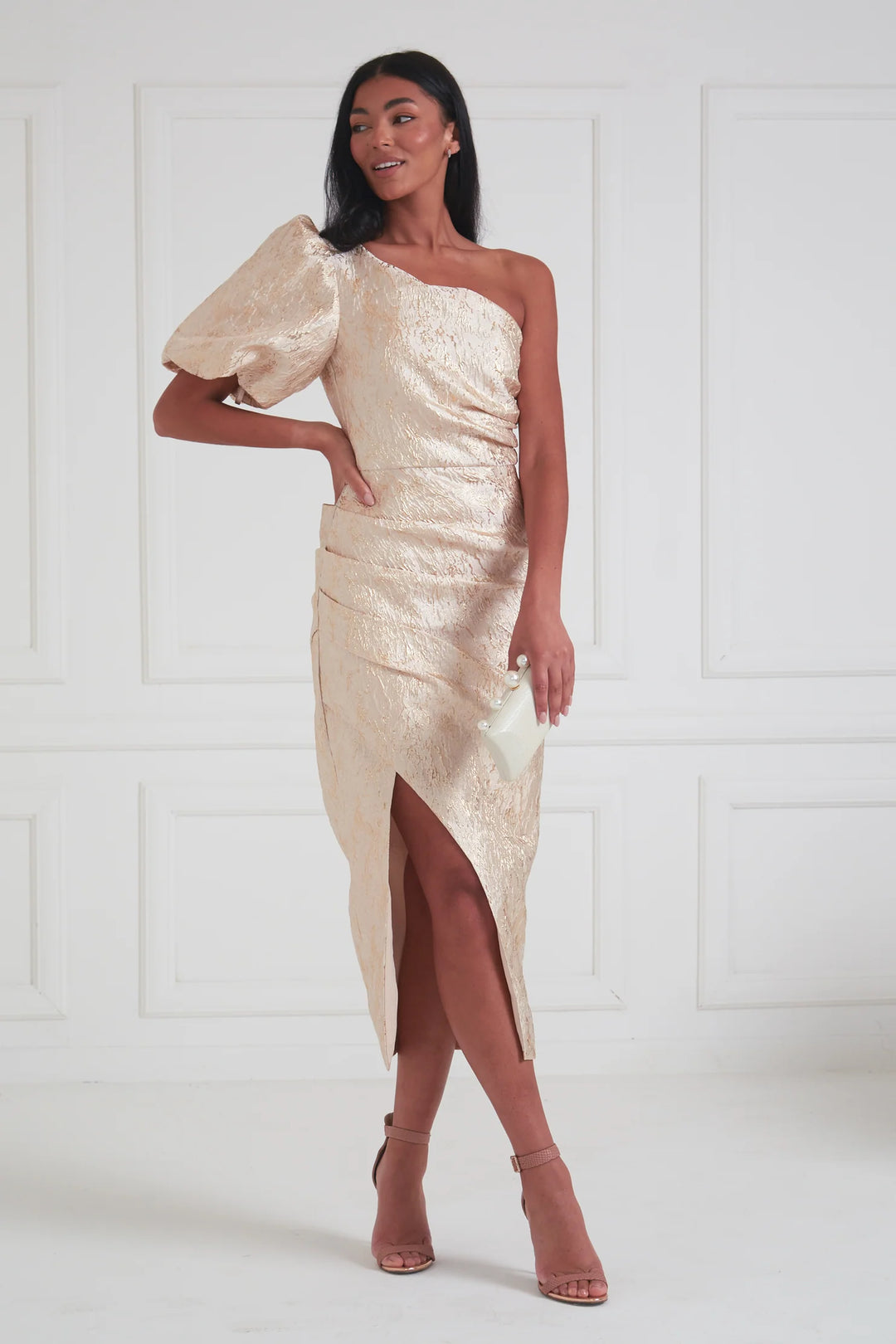 Diana Ruched Gold Dress