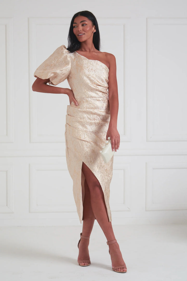 Diana Ruched Gold Dress