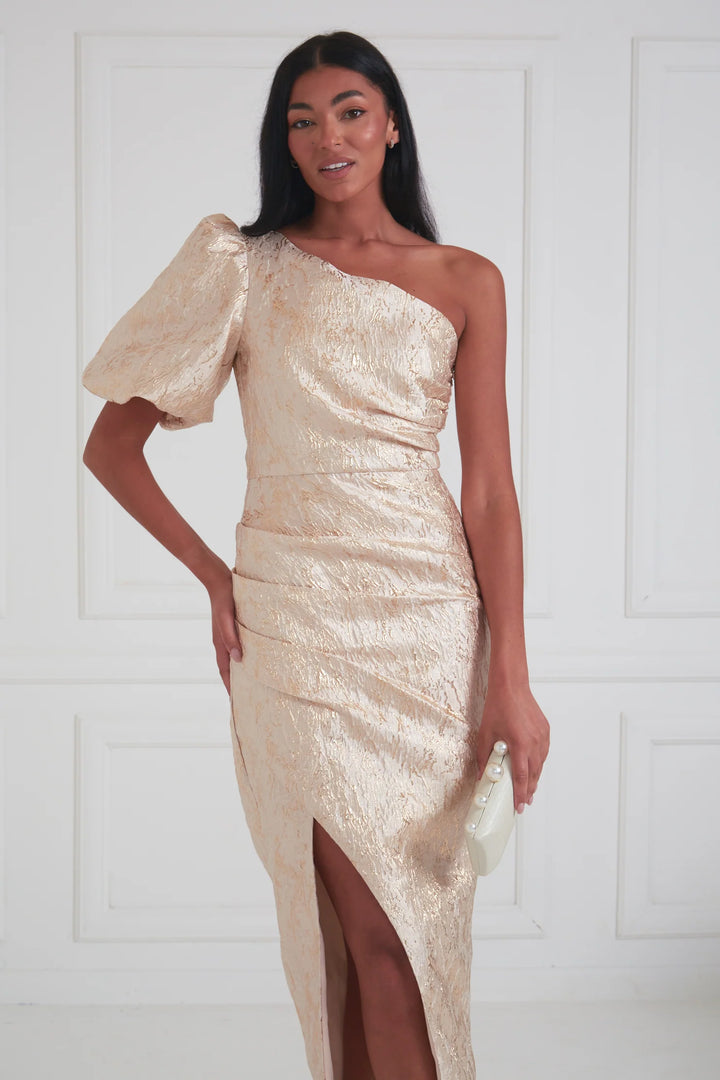 Diana Ruched Gold Dress
