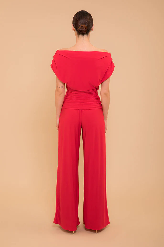 RED ATOM JERSEY JUMPSUIT