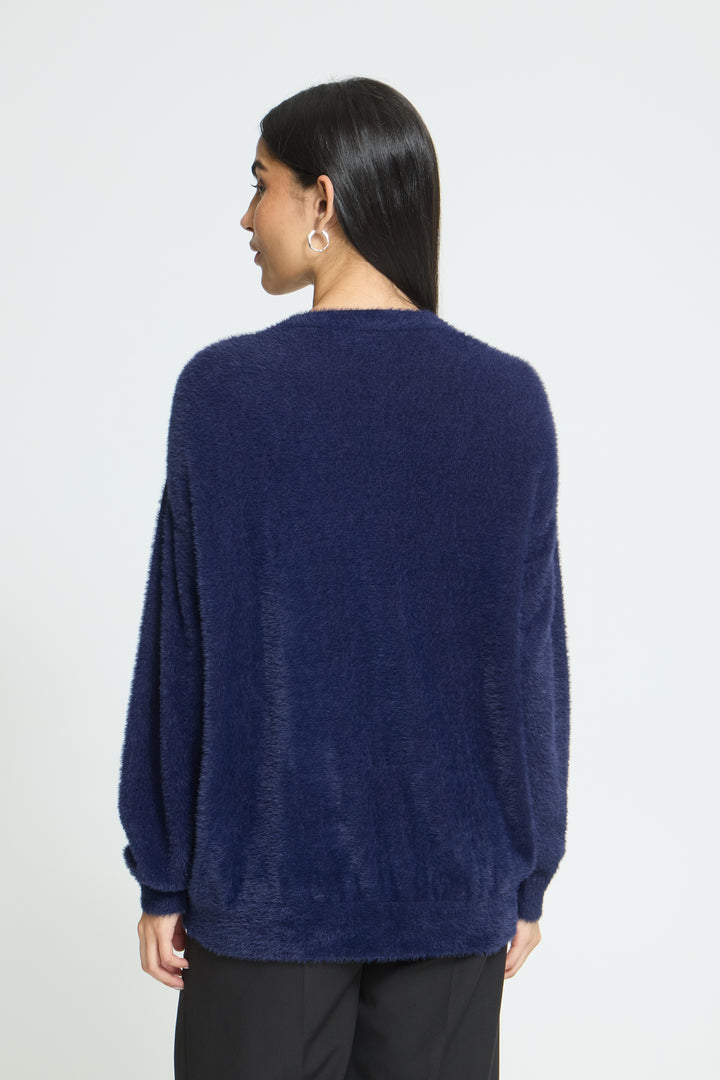 Maritime Blue Fur Cardigan Sleveless