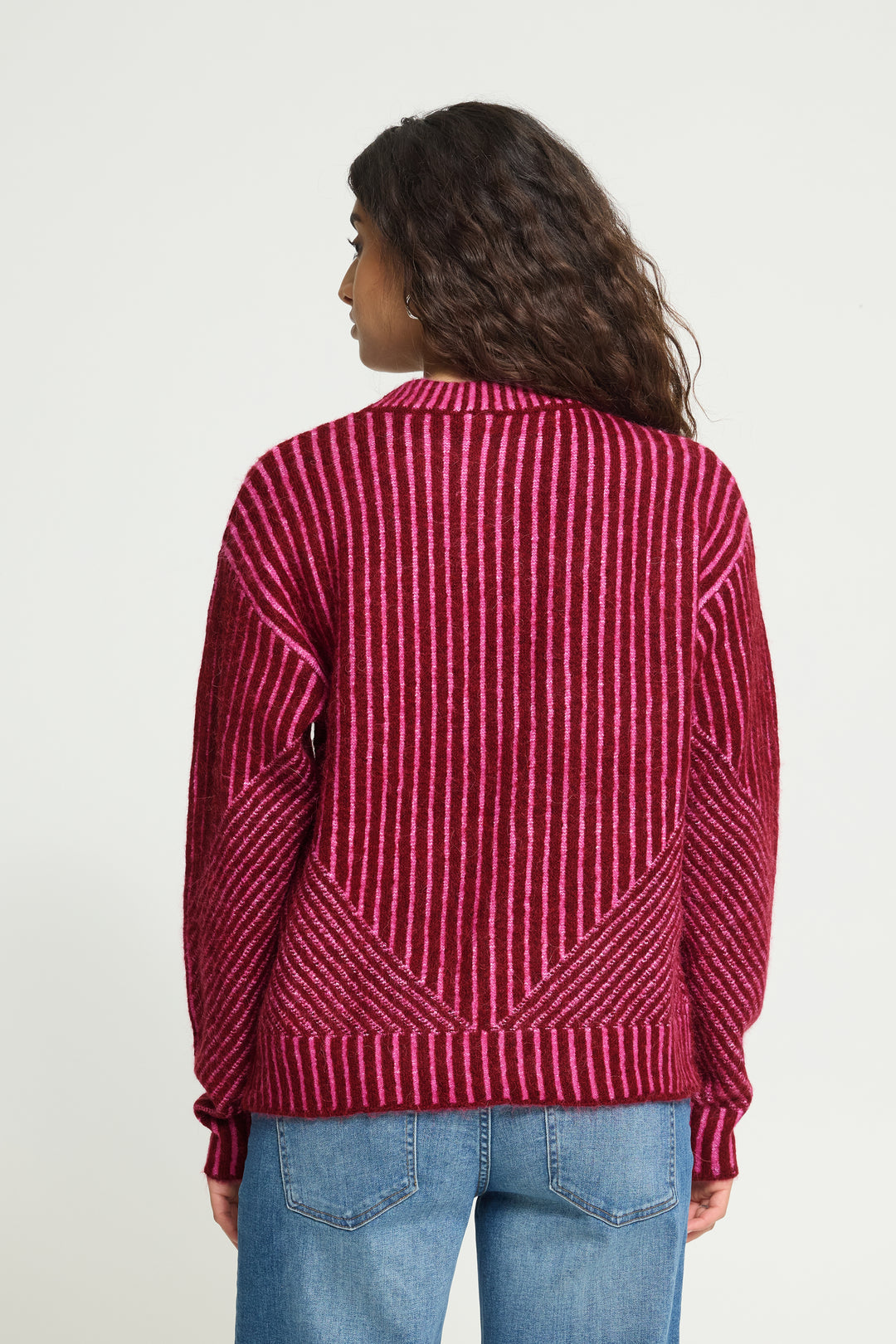 Pink and Burgandy Stripe Jumper