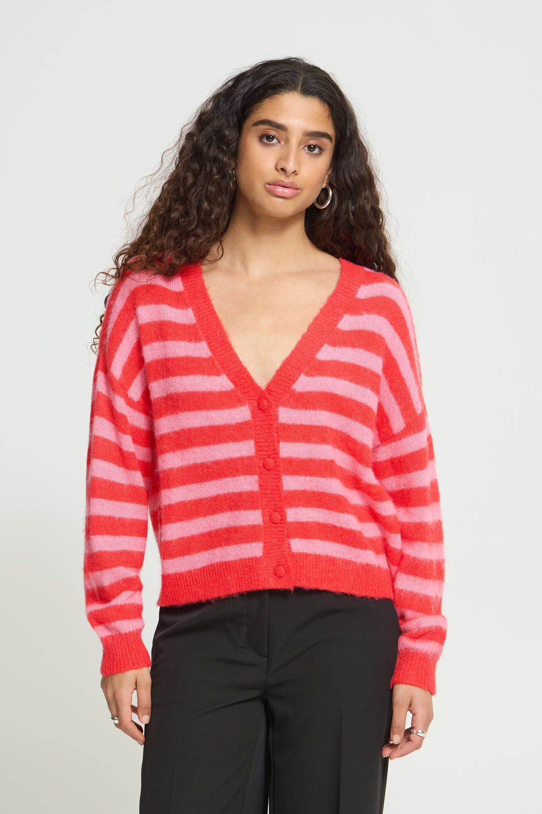 Blush Striped Wooly Cardigan