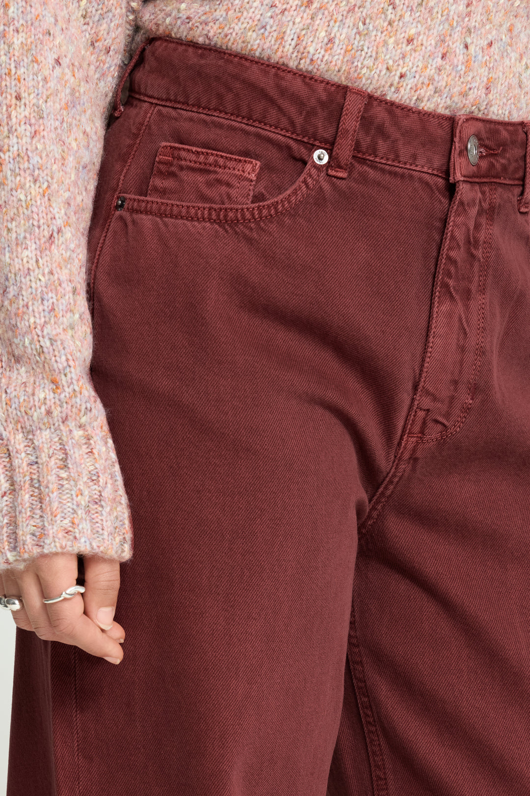 Avena Burgundy Wide Leg Jeans
