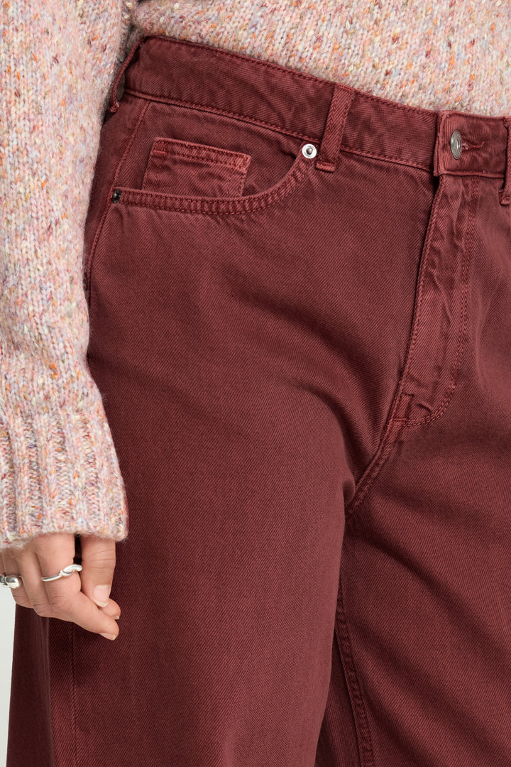 Avena Burgundy Wide Leg Jeans