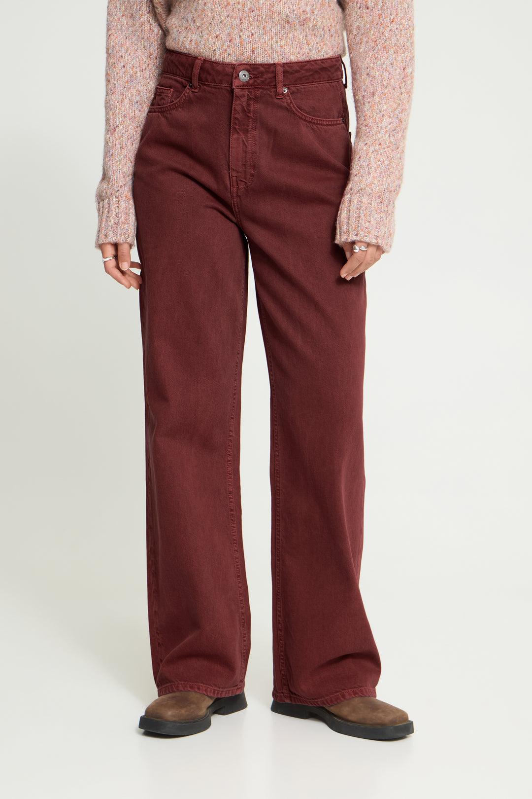 Avena Burgundy Wide Leg Jeans