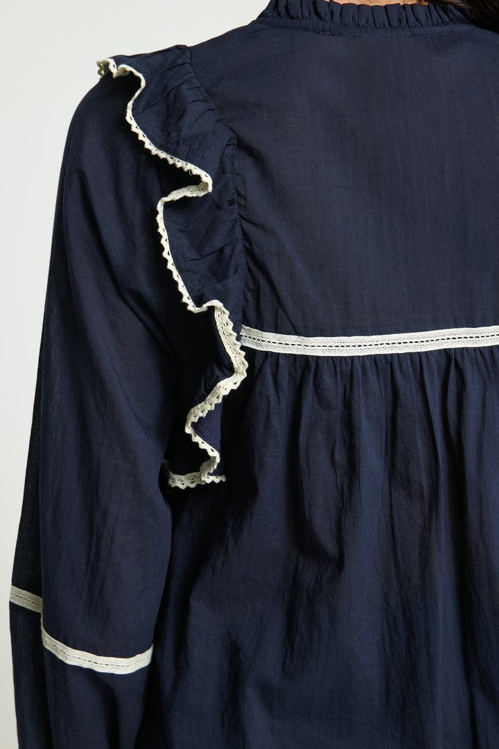 Oliana Navy Embroiderd Top