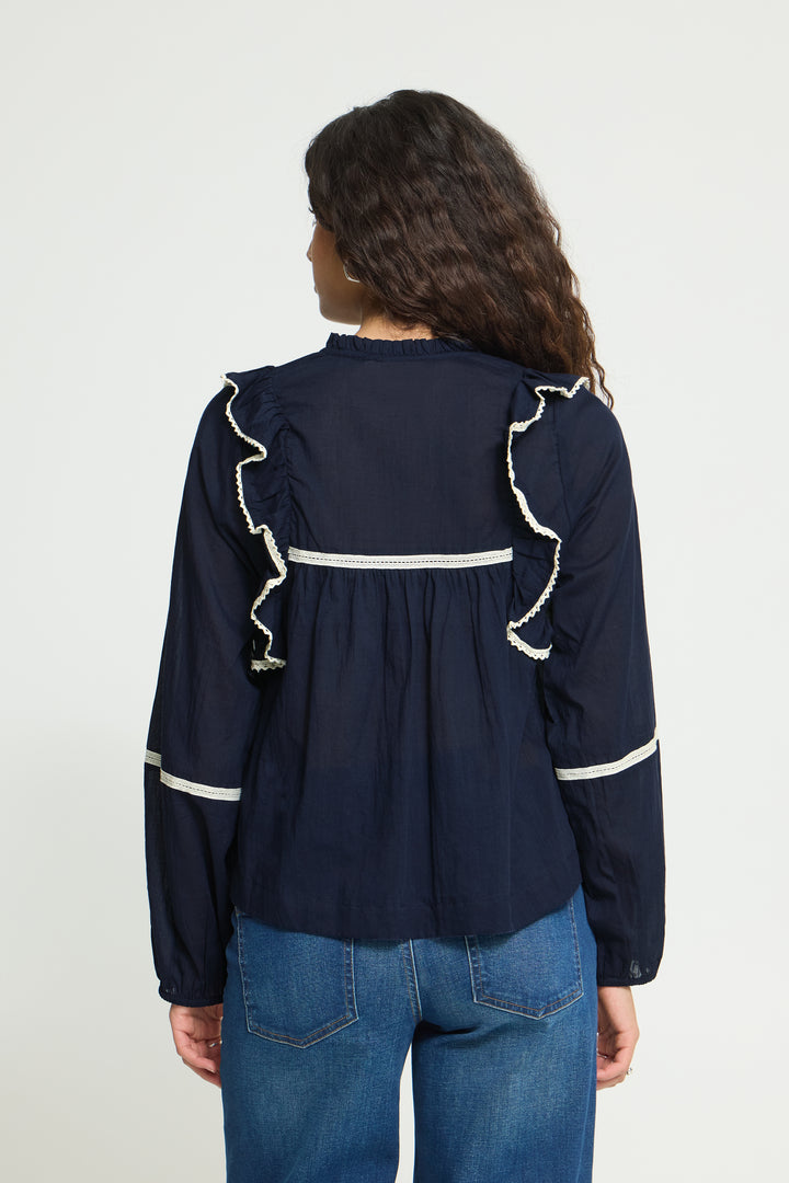 Oliana Navy Embroiderd Top