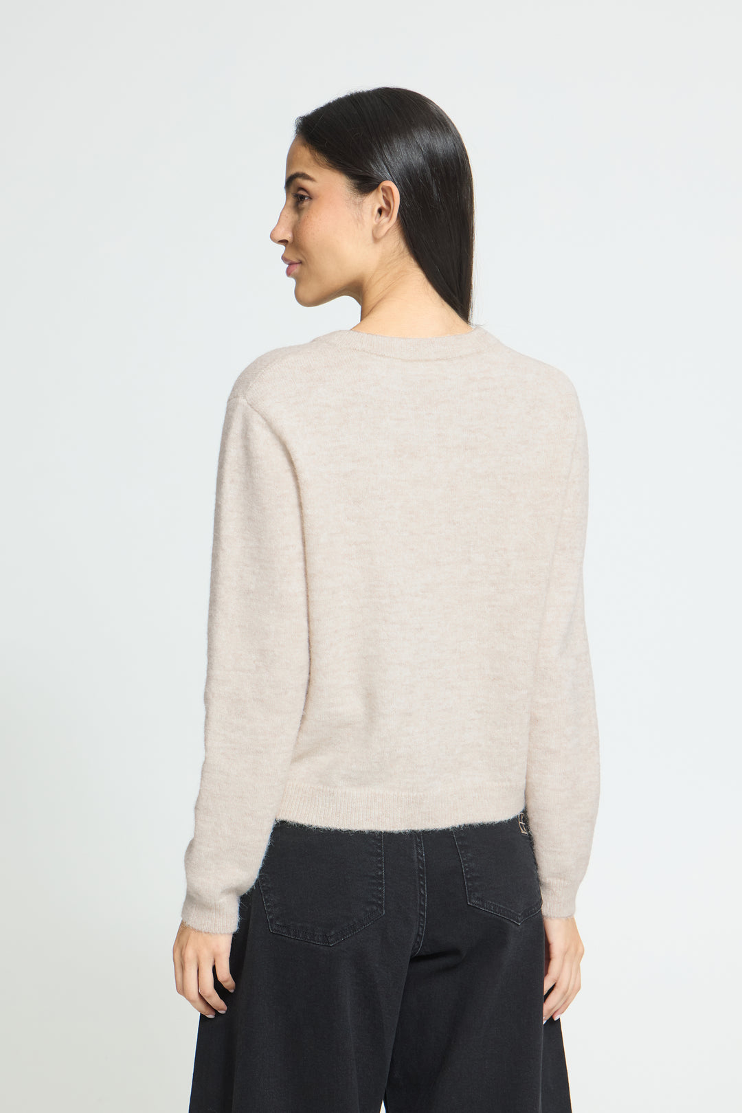 Melange Cream Button Up Cardignan