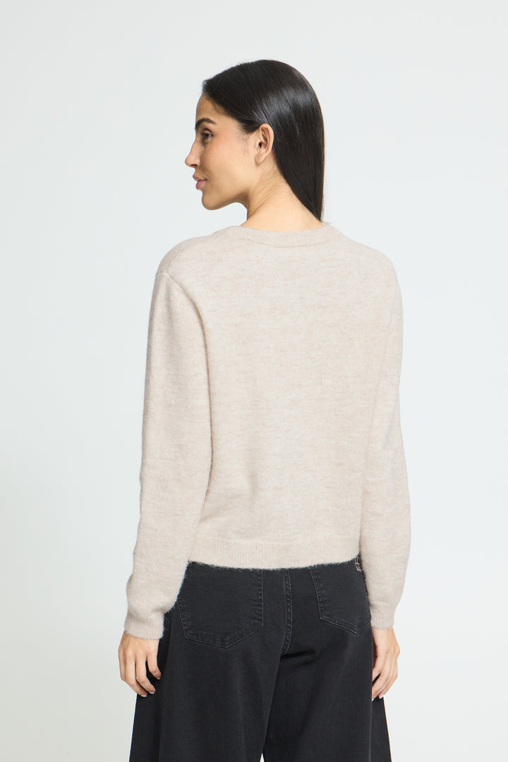 Melange Cream Button Up Cardignan