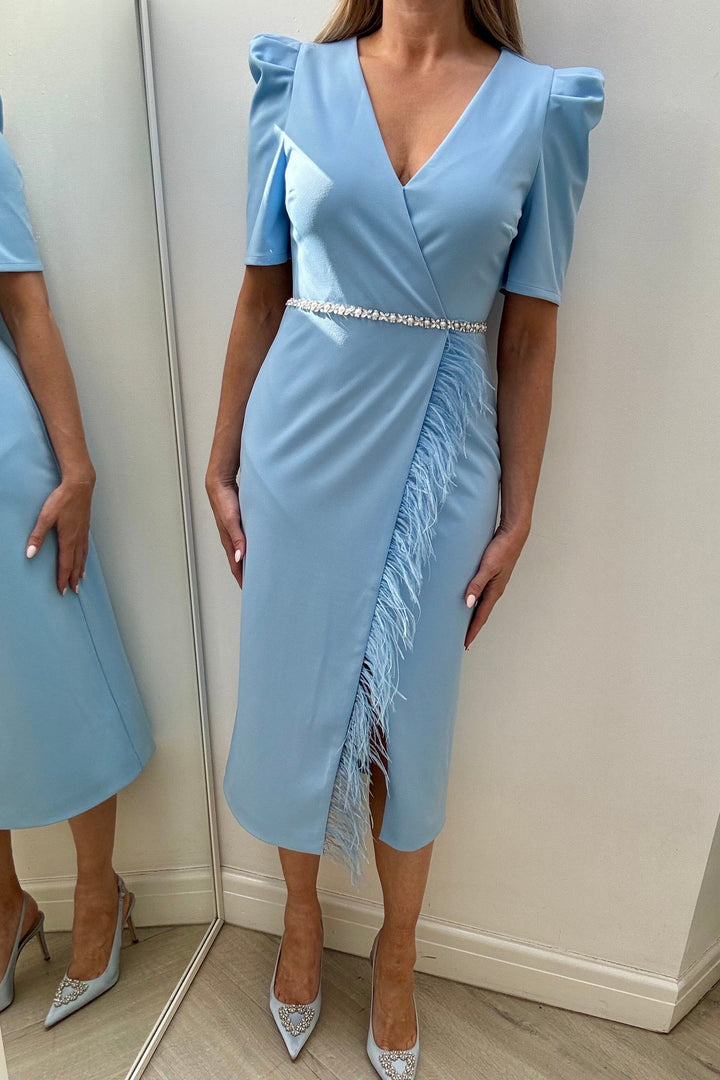 Vivienne Blue Feather Dress
