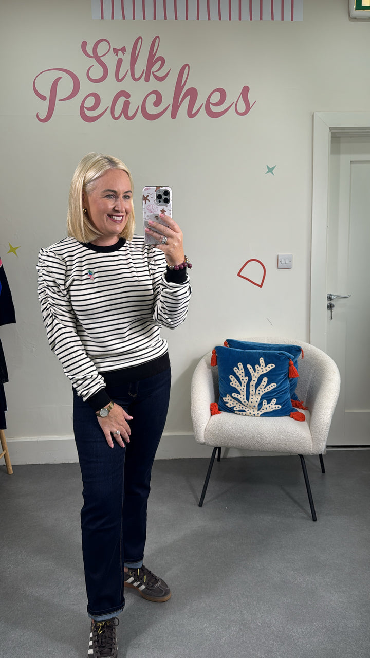 Seahorse Black And Cream Stripe jumper