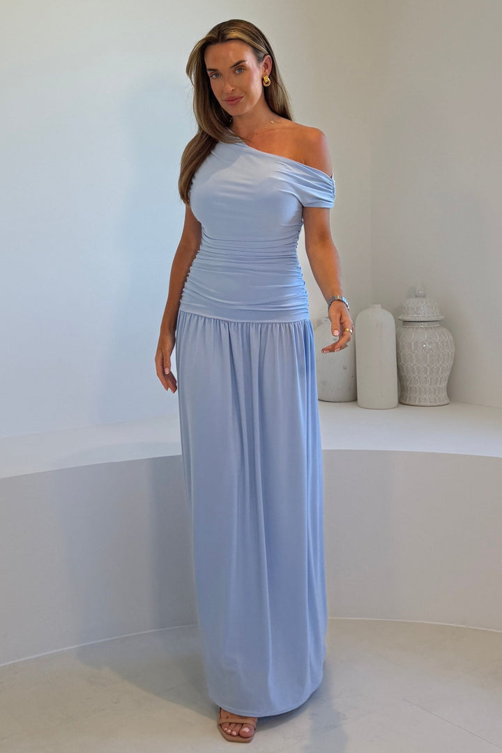 Colette Off Shoulder Blue Dress