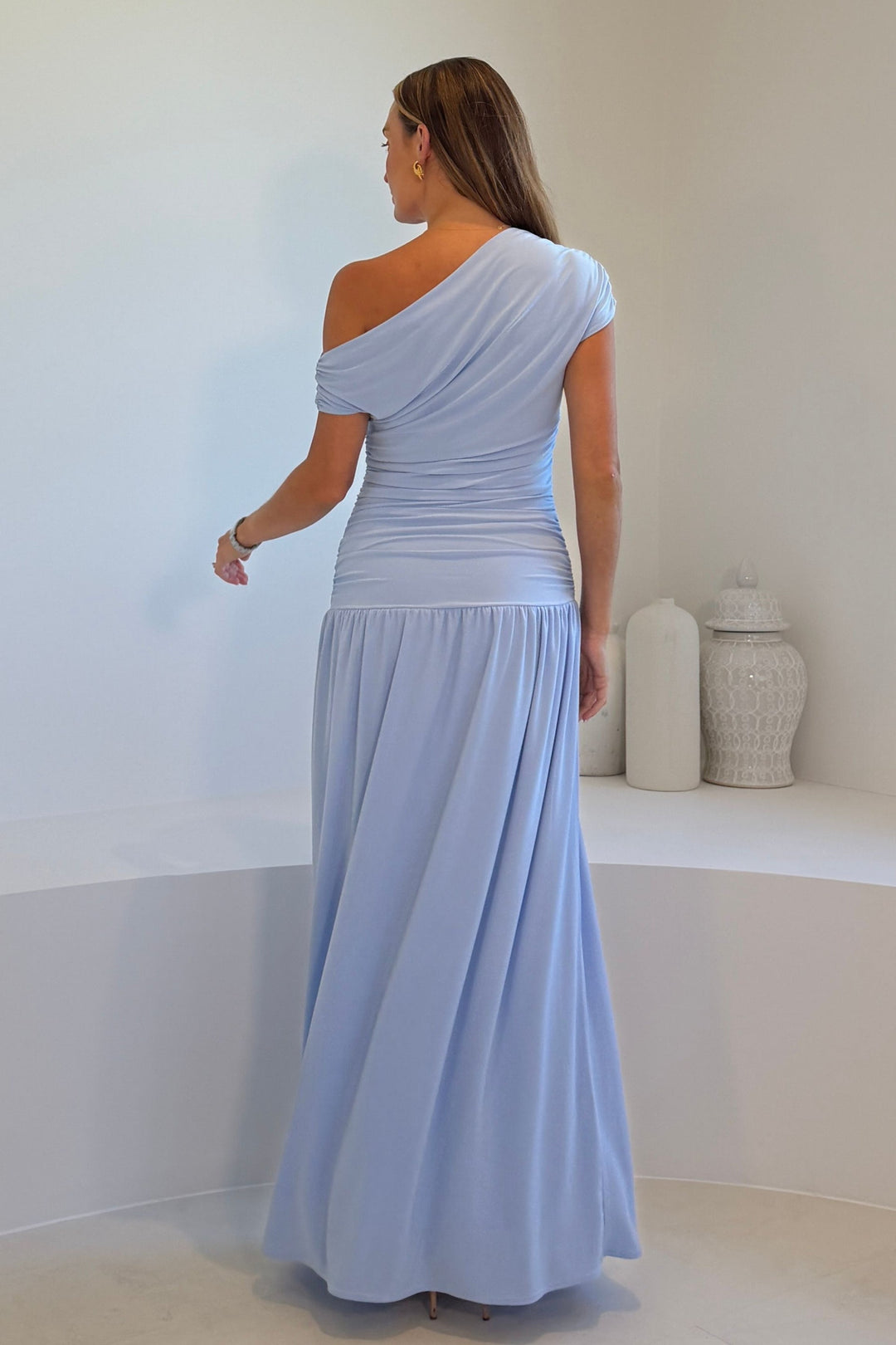 Colette Off Shoulder Blue Dress