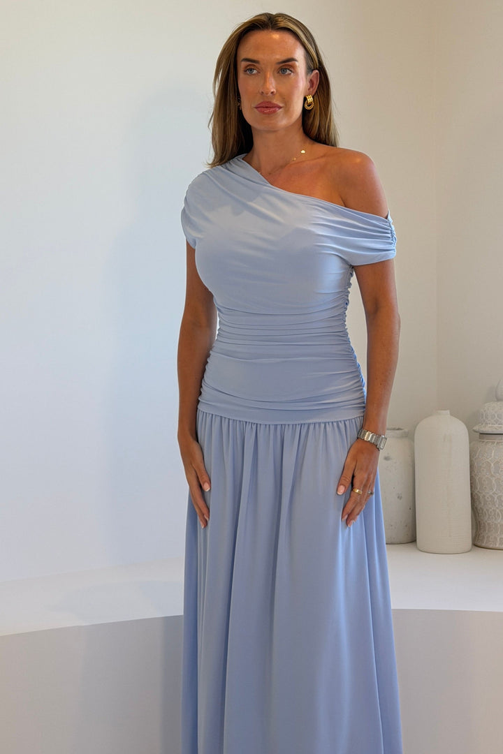 Colette Off Shoulder Blue Dress