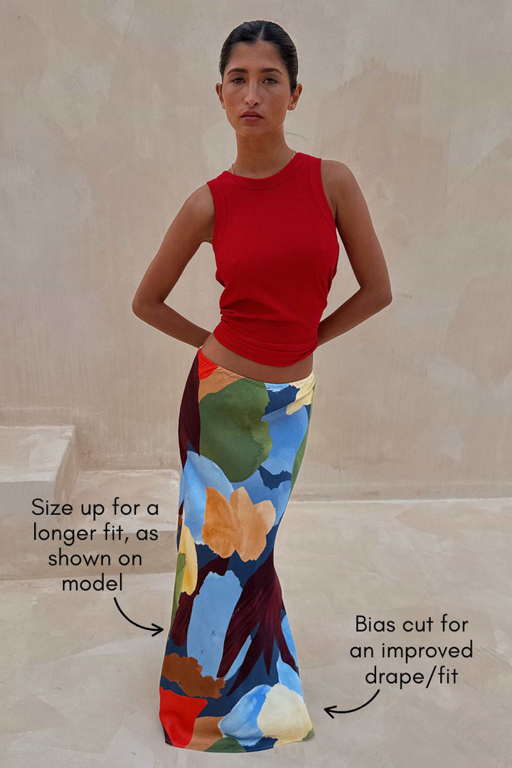 NAVY ABSTRACT DORRIS SKIRT