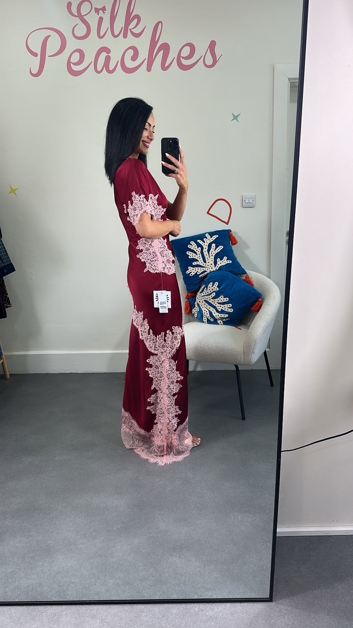 Burgundy Fearne Satin Dress