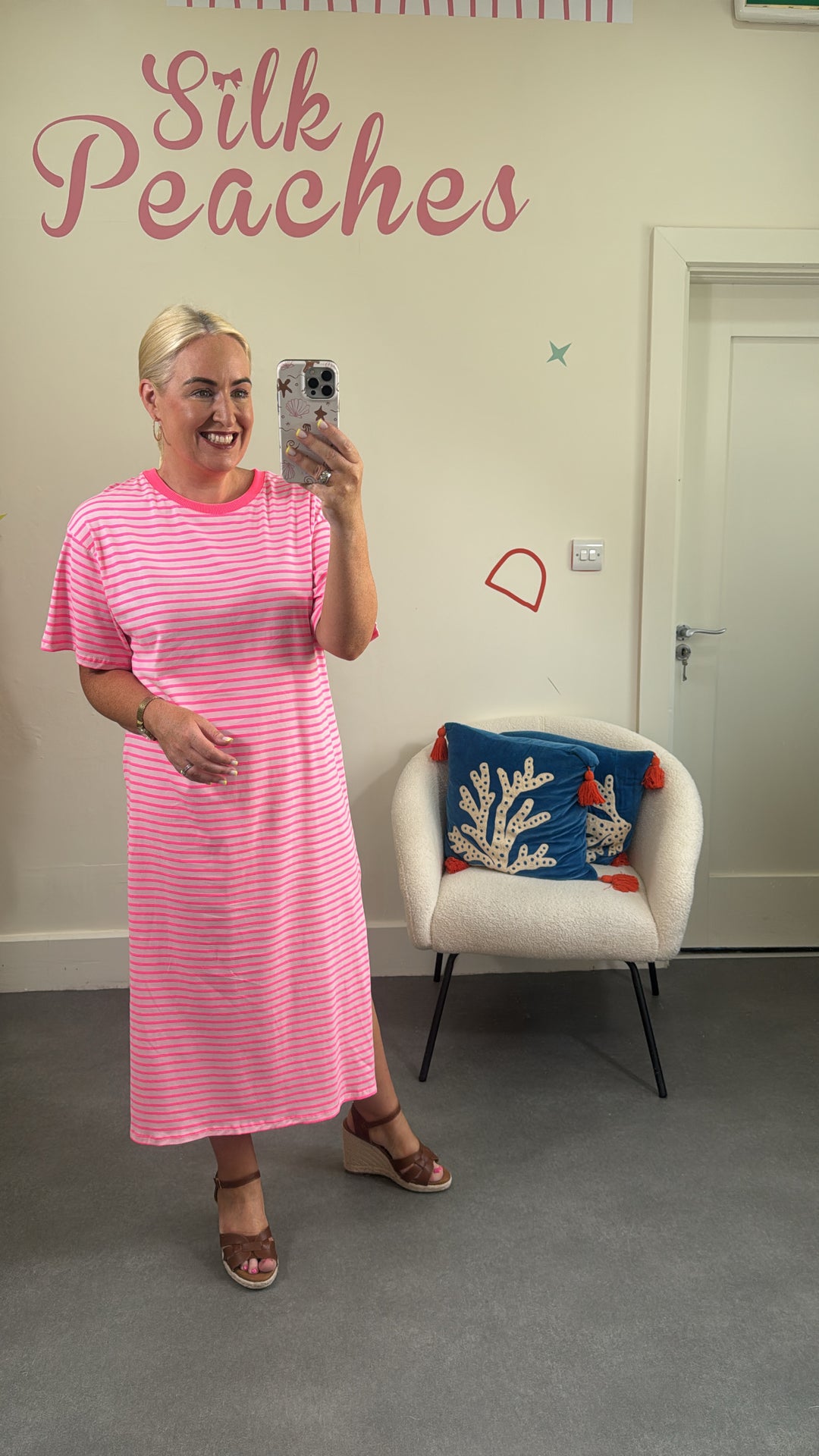 Neon Pink Stripped Summer Dress