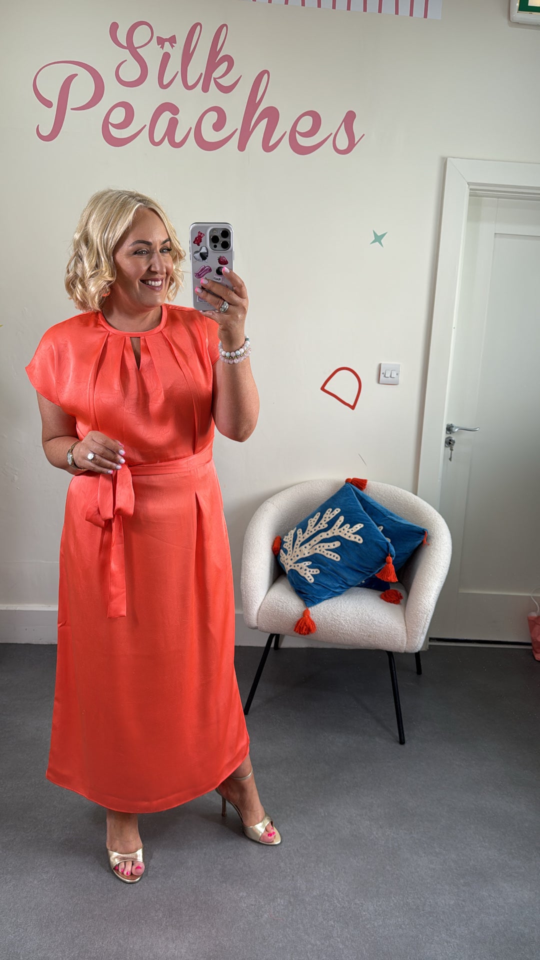 Darling Apricot Tie Dress