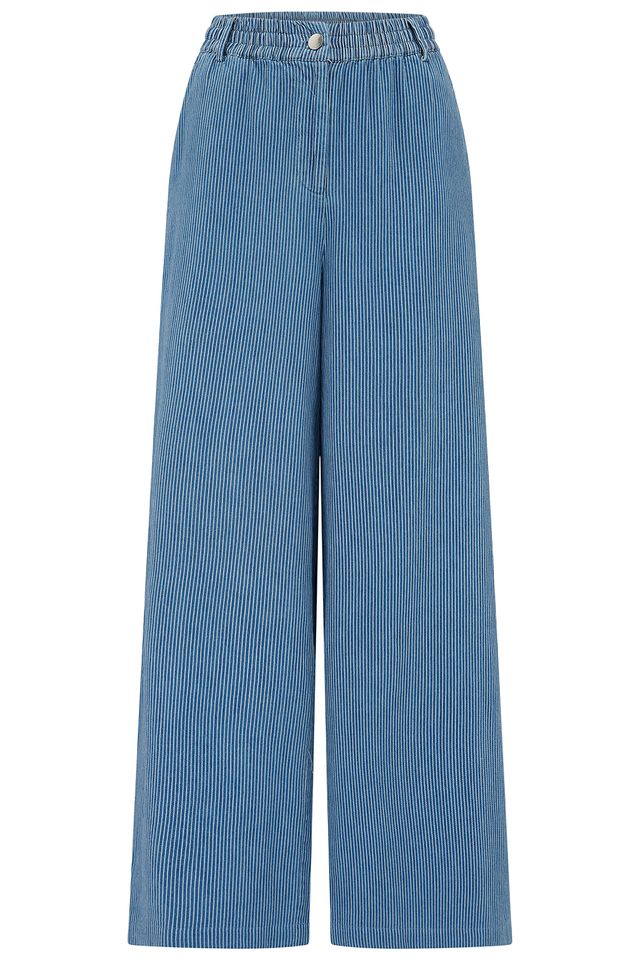 FiFi Wide Leg Stripe Denim Trousers