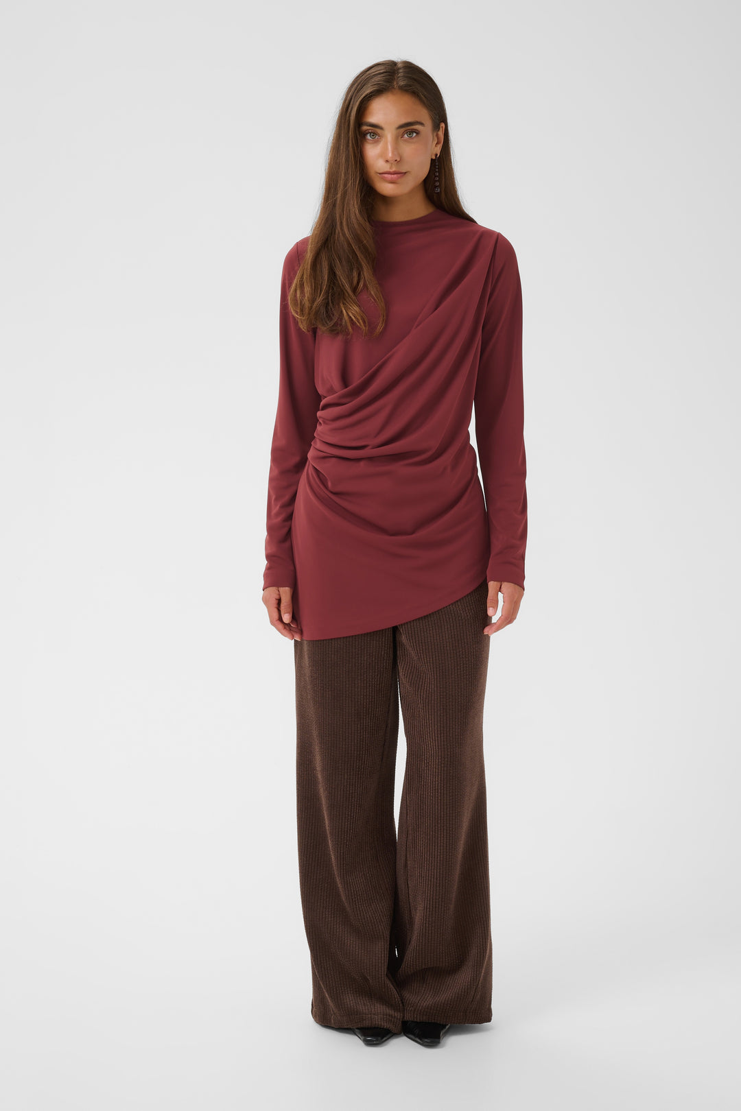 Camma Burgandy Long Sleve Blouse