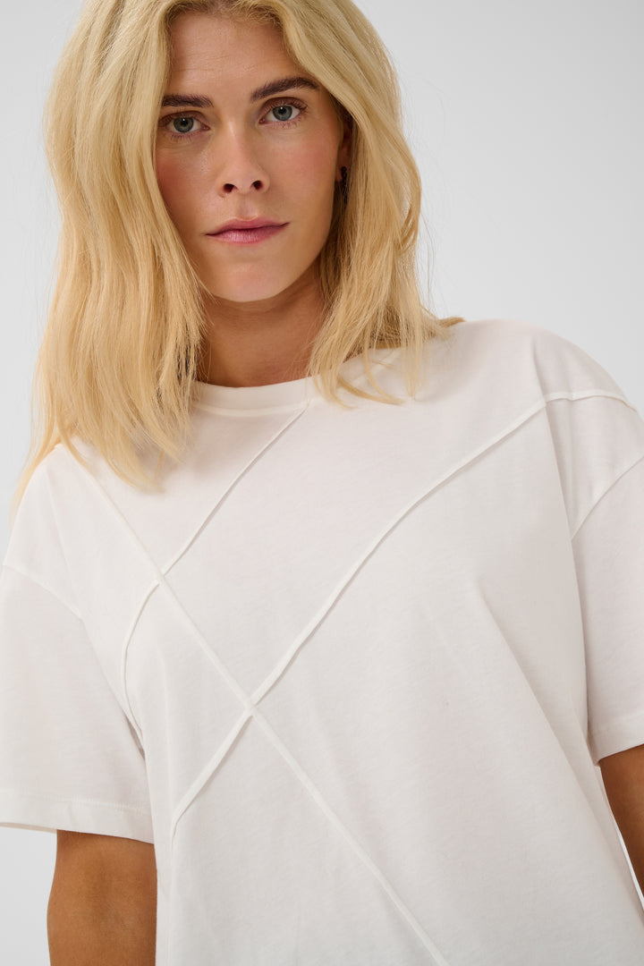 Amora White Stitch T