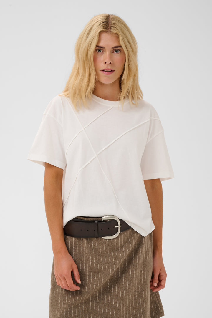 Amora White Stitch T