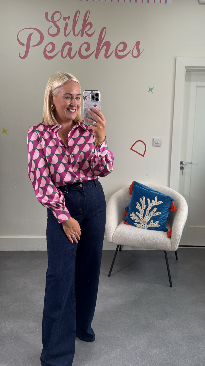 Pink Gold Button Up Blouse