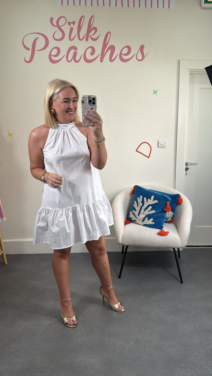 White High Neck Dress