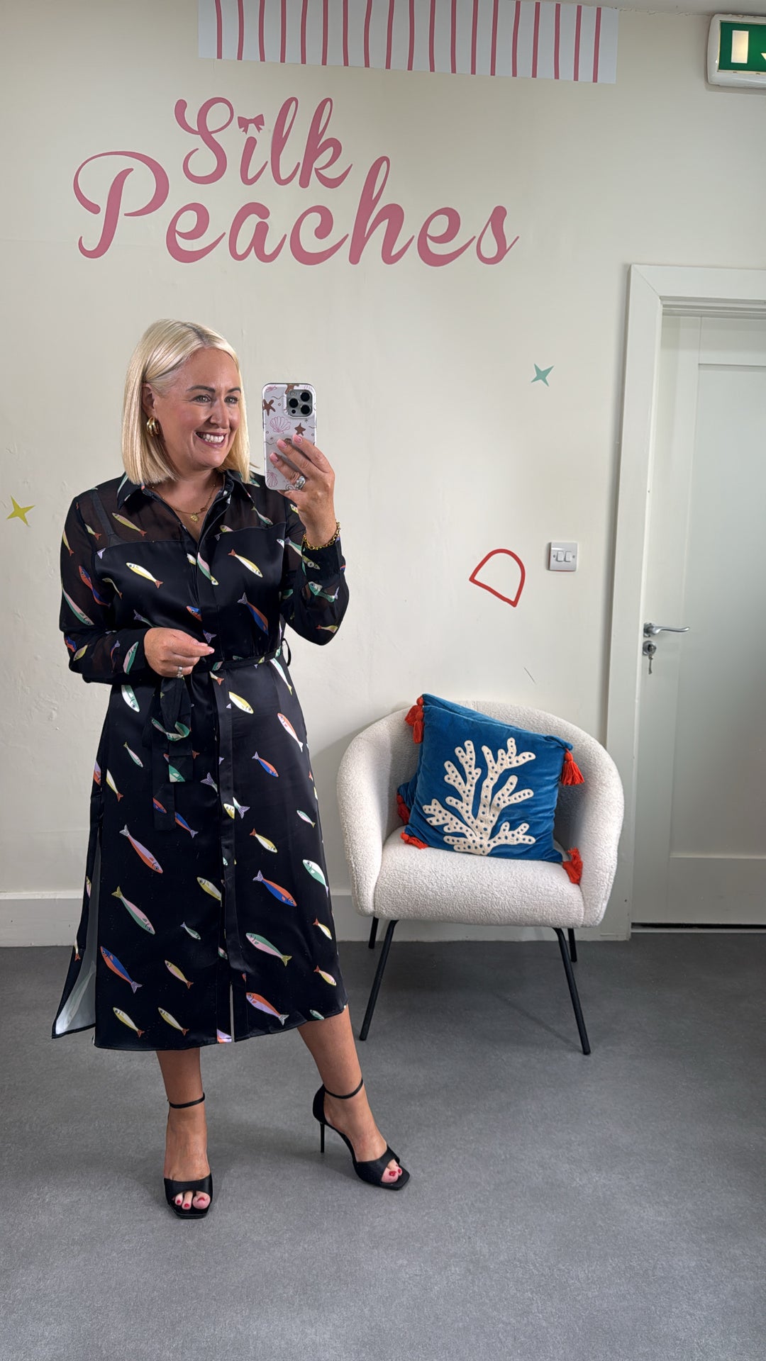Black Fish Print Dress