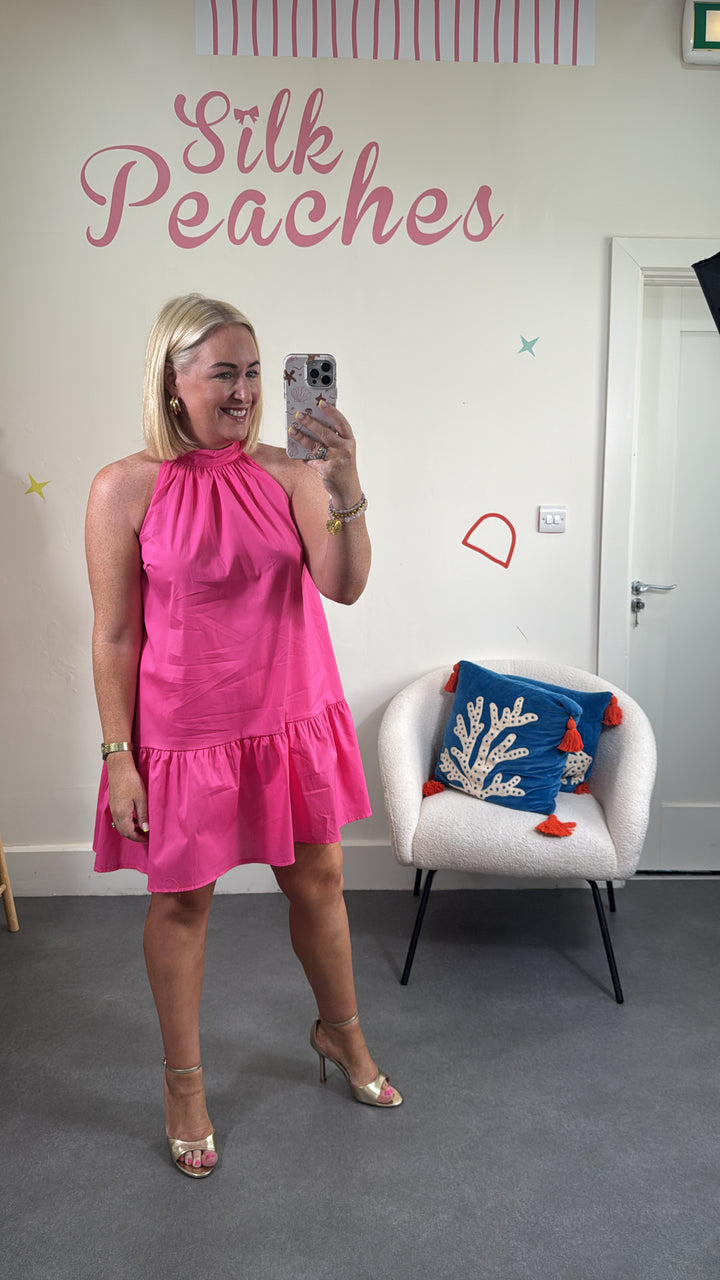 Fuschia High Neck Dress
