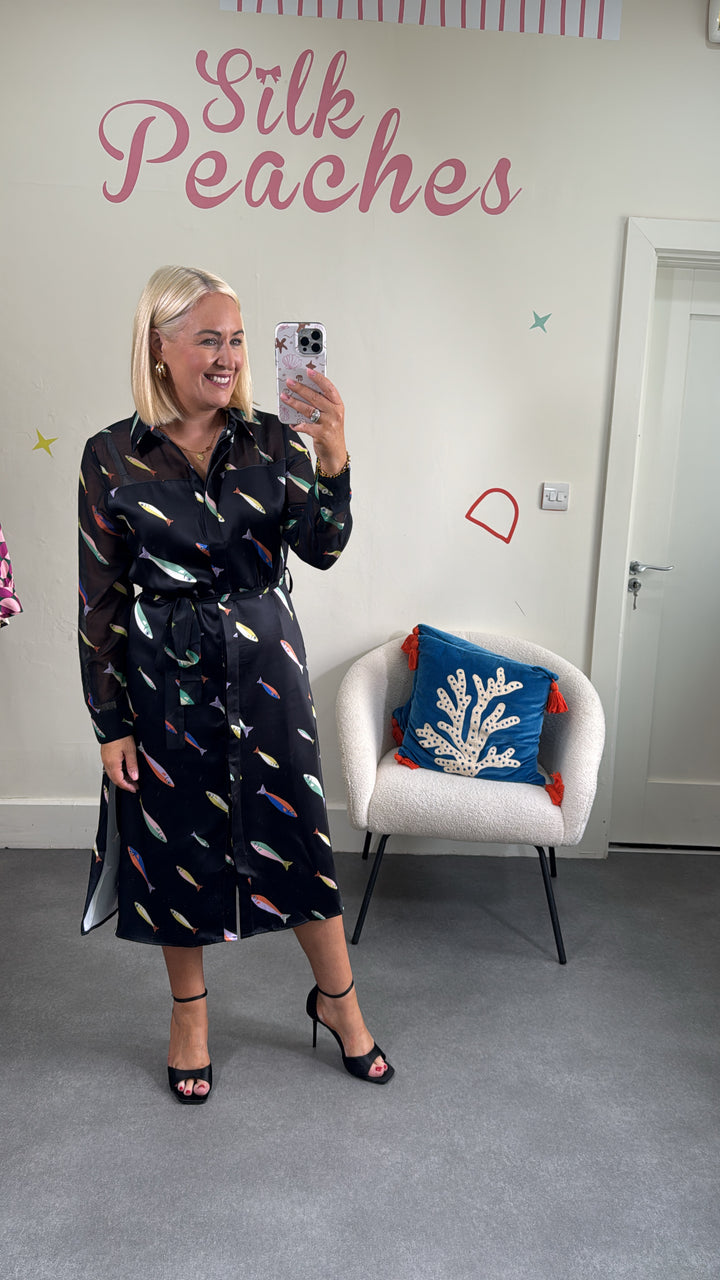 Black Fish Print Dress