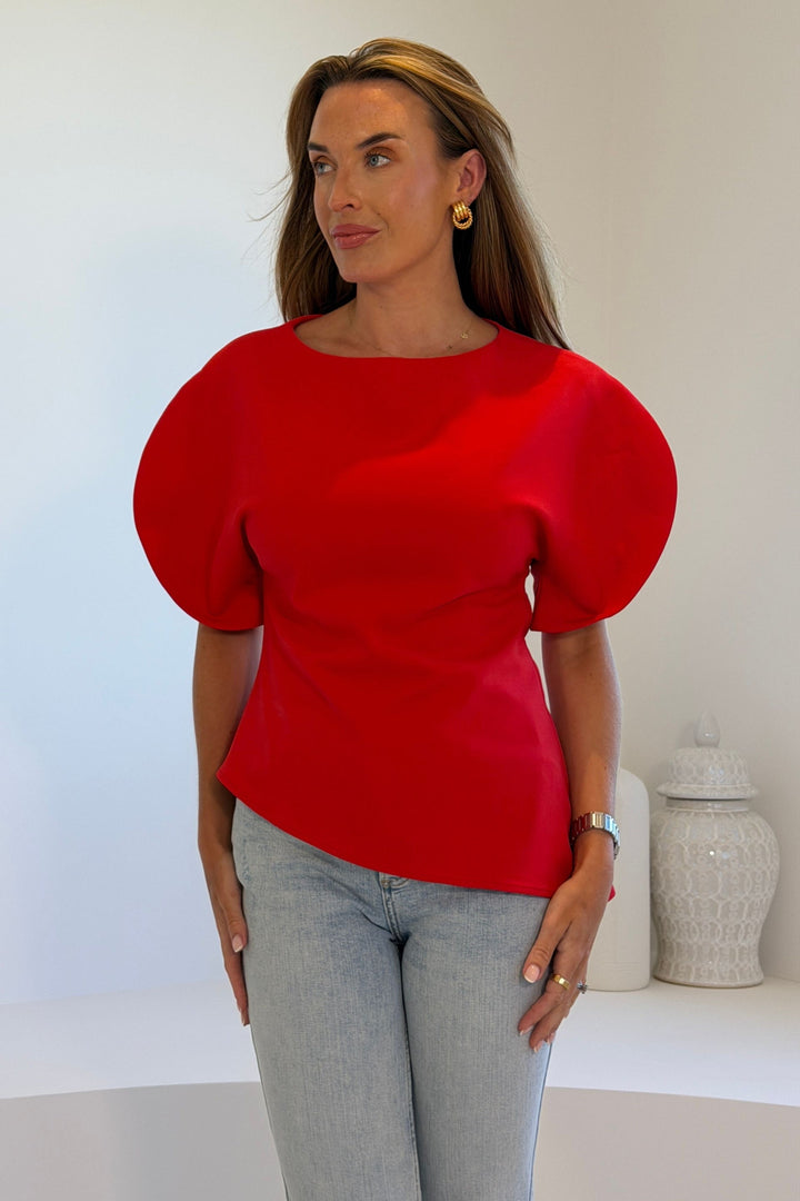 LilyMae Asymetric Red Top