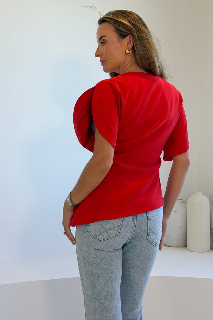 LilyMae Asymetric Red Top