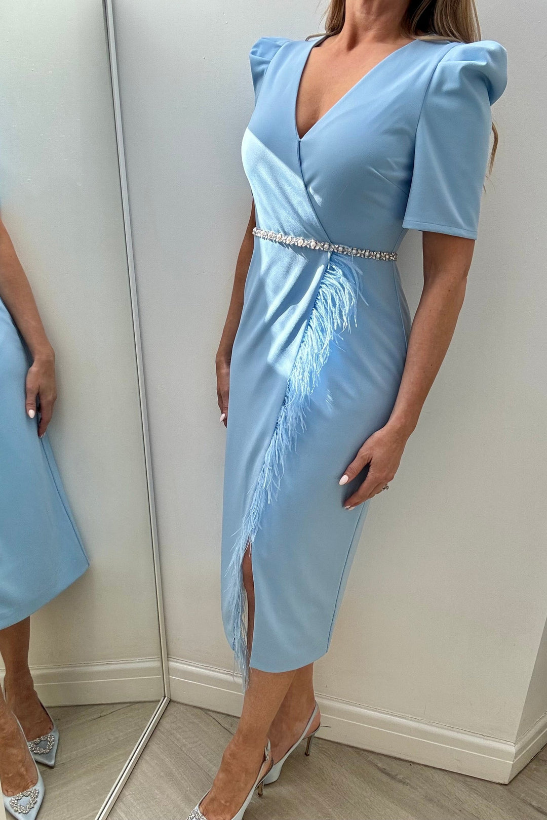 Vivienne Blue Feather Dress