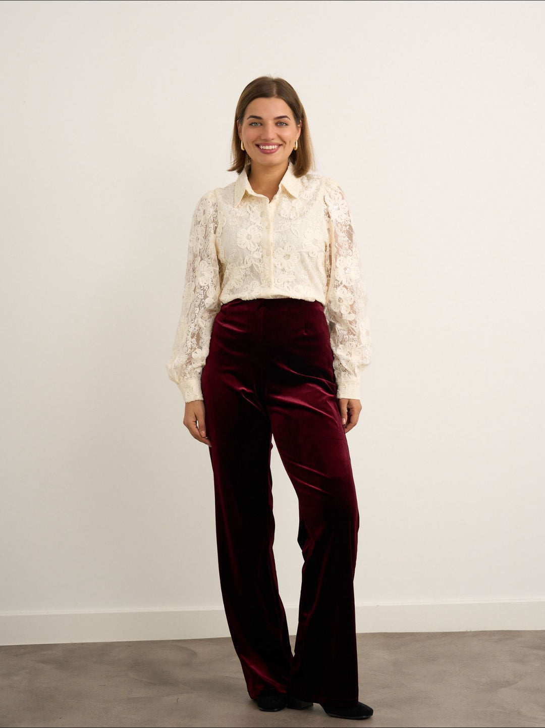 Grace Burgundy Velvet Trouser
