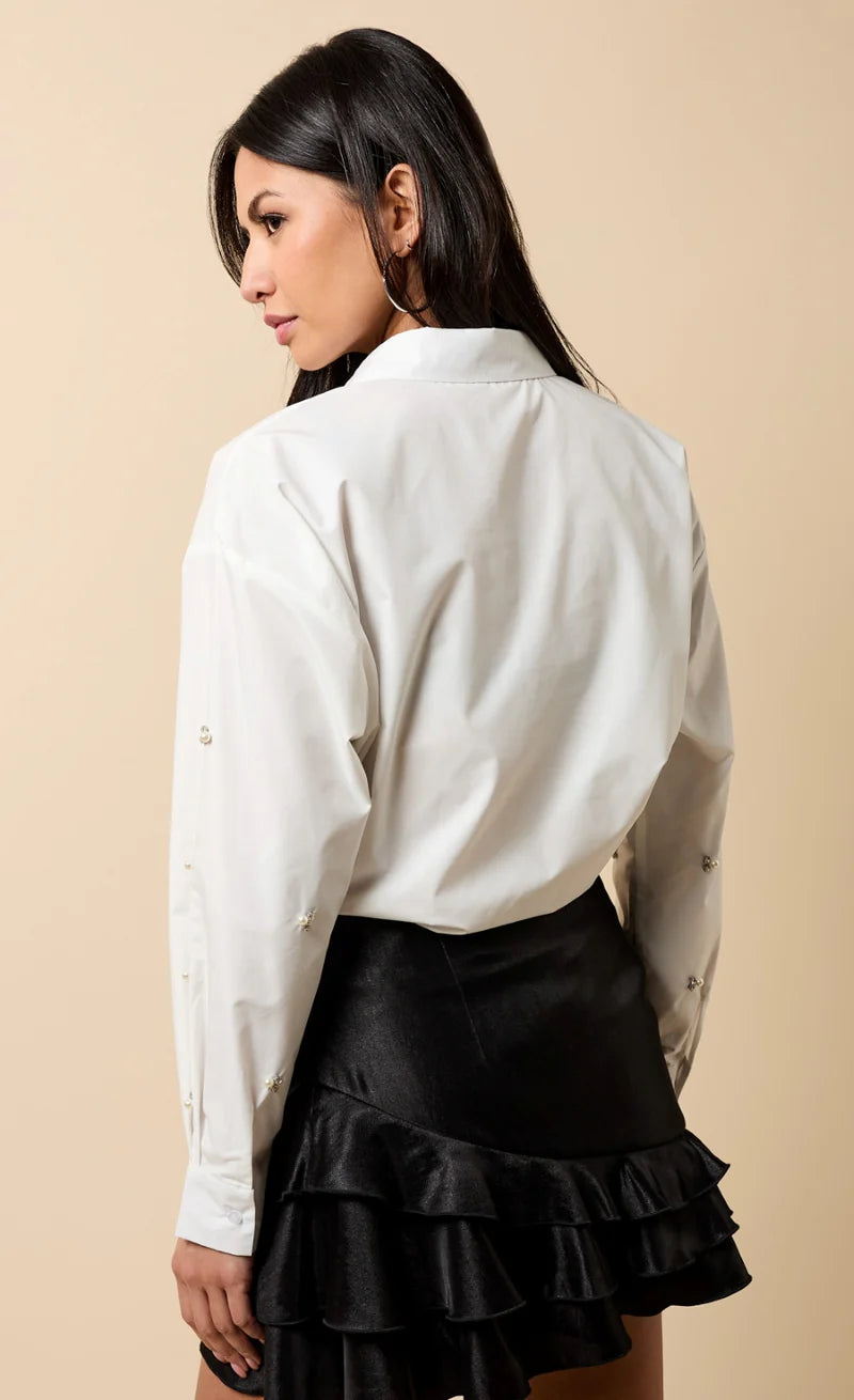 WHITE EMBELISHED SHIRT