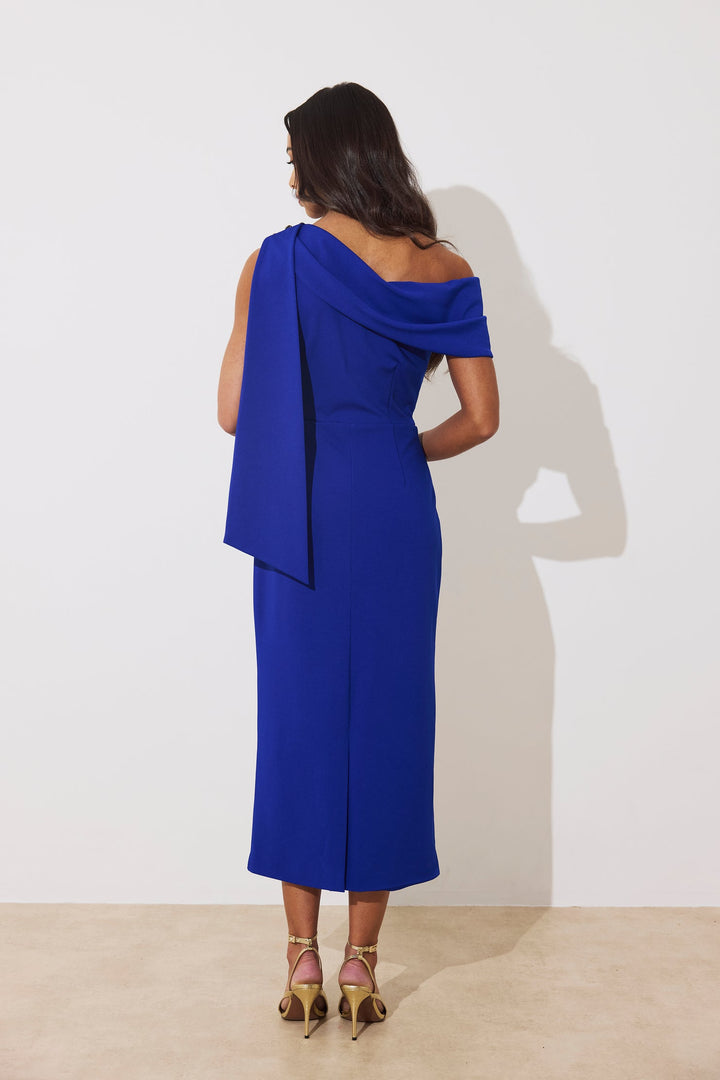 Eleni Blue Drape Midi Dress
